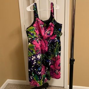 Bright color tank dress with pleats